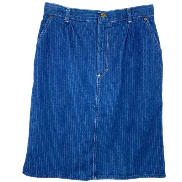 American Vintage Osh Kosh Union Made Pinstripe Denim Skirt - Women's Size 13 - Picture 1 of 6